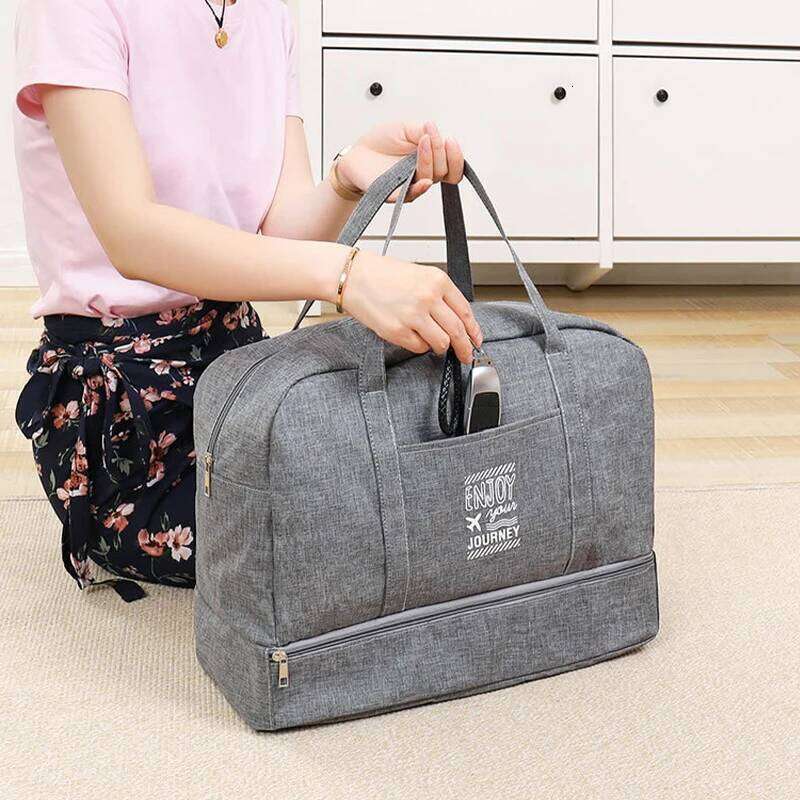 Fashion Folding Women Oxford Travel Weekend Overnight Bags Large Capacity Hand Luggage Tote Duffel Bag Trip Supplies Y260225
