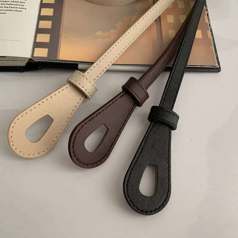 Thin Knot Belts for Women Lady Waistband Soft PU Leather Belt Black Coffee Straps Wild Long Dress Coat Accessories Luxury Y260225