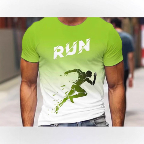 2026 New Designer Luxury Brand Men's Running Pattern Sports T-shirt Fashionable Summer Breathable Comfortable Short Sleeve Loose Men's T-shirt