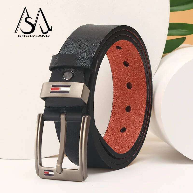 Fashion Korean men's fashion faux leather young pin buckle belt luxury designer Black Brown chain men Y260225