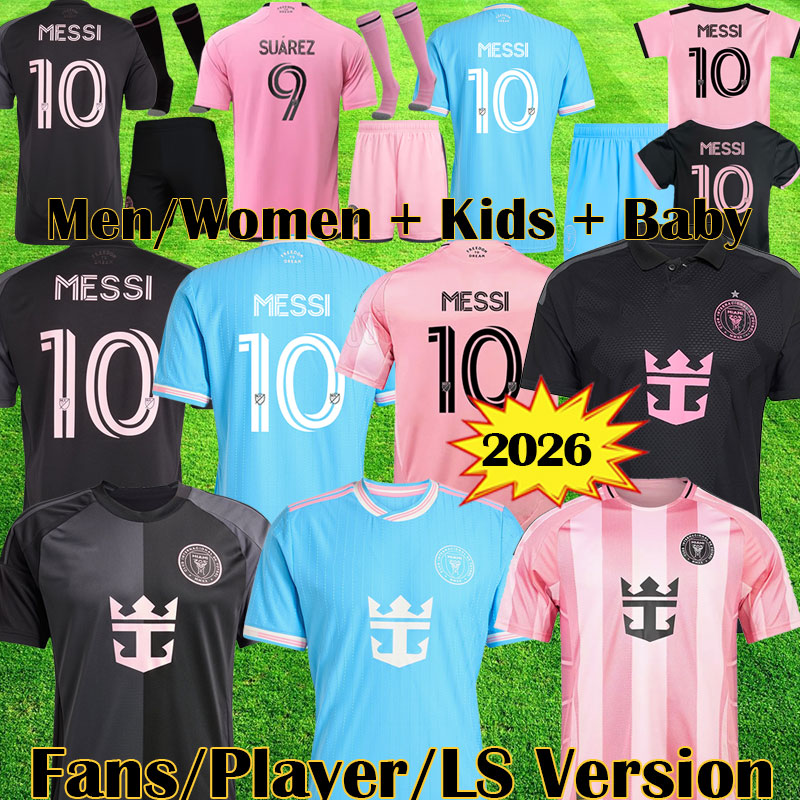 3XL 4XL 2025 2026 SUAREZ Interes Miamies CF MESSIS Soccer Jerseys Women MESSIES 25 26 3rd football men kids Player Fans version Grey Black shirt Baby kits child tops