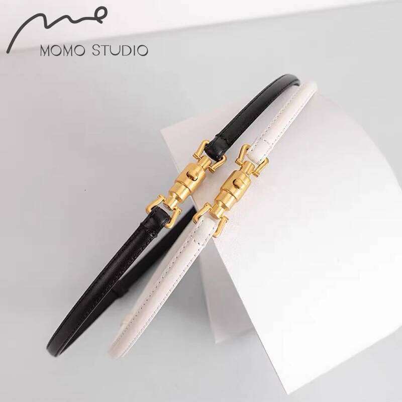 Fashion Bullet shaped buckle thin belt Women Skinny Leather Belt Dress Adjustable with Retro Gold Buckle for Jeans Y260225
