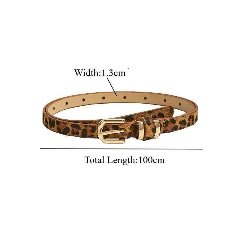 European American Retro Slim for Women Versatile Needle Buckle Fine Waist Decoration Simple Summer Leopard Belt Y260225