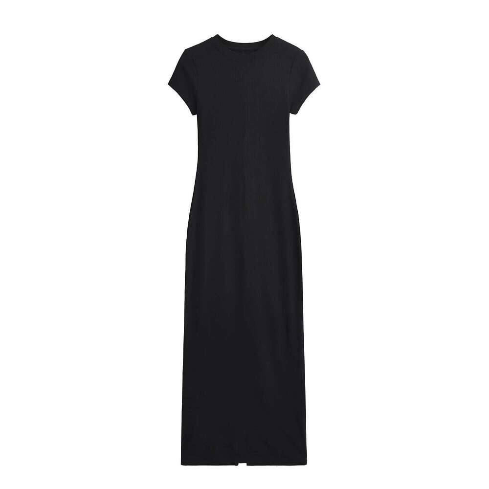 Short sleeve for women 2025 Summer long sexy one pieces black dresses vintage clothes midi dress bodycon knitted XJ260225