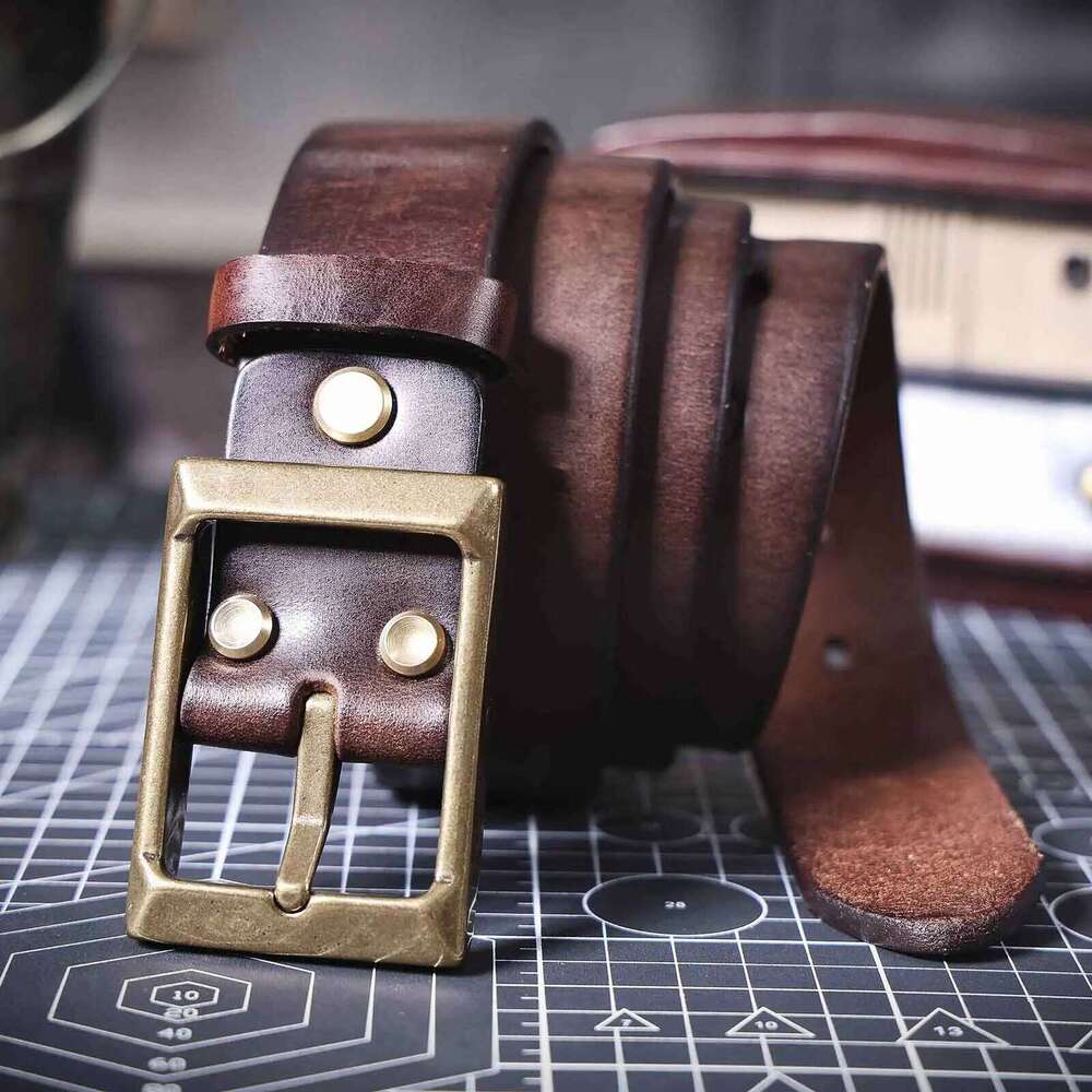 Vintage Thickened Genuine Leather Men's Belt, Casual Pin Buckle Belt With Gift Box, Top-layer Cowhide Pure Italian Leather, High Y260225