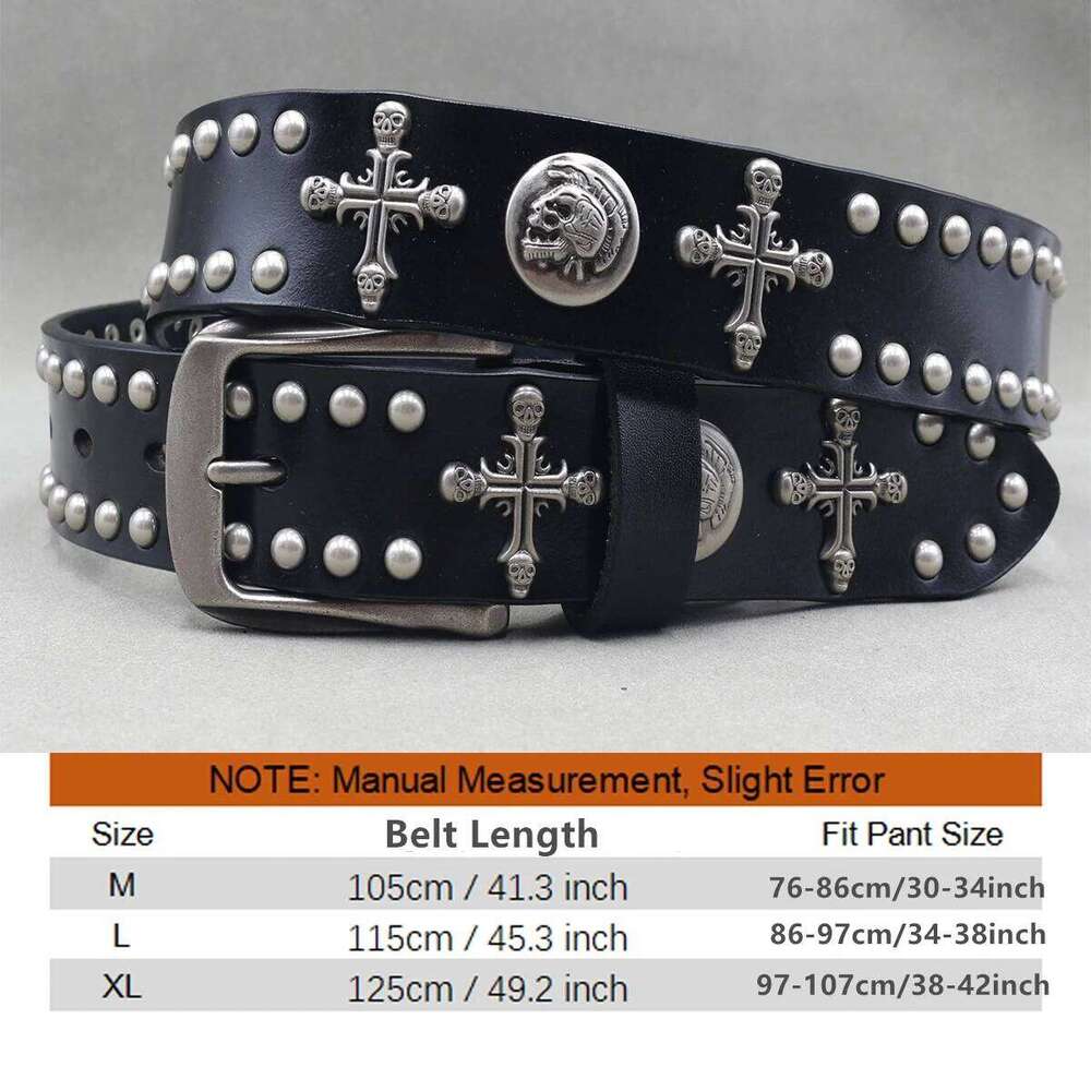 NEW Metal Cowboy Genuine Leather Cowskin Men Belt Punk Rivet Jeans Belts For WOMEN Ceinture Homme Cinturones Hombre Y260225