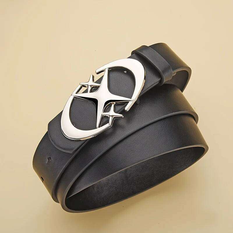 1pcs Men's Punk Star Buckle Design Cross Metal Vintage Gothic Men Women Y2K Belt Neutral Belts-Pair with Pants Jeans Y260225