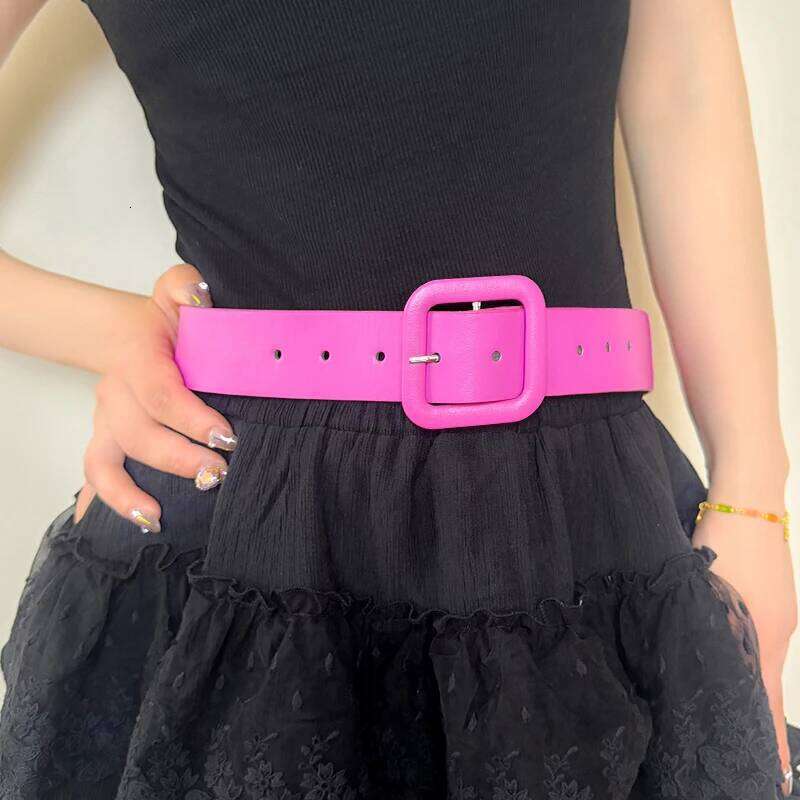 Y2k Pink for Women 2024 New Square Buckle Belt Dopamine Spicy Girl Decoration with Skirt Versatile Trend Y260225