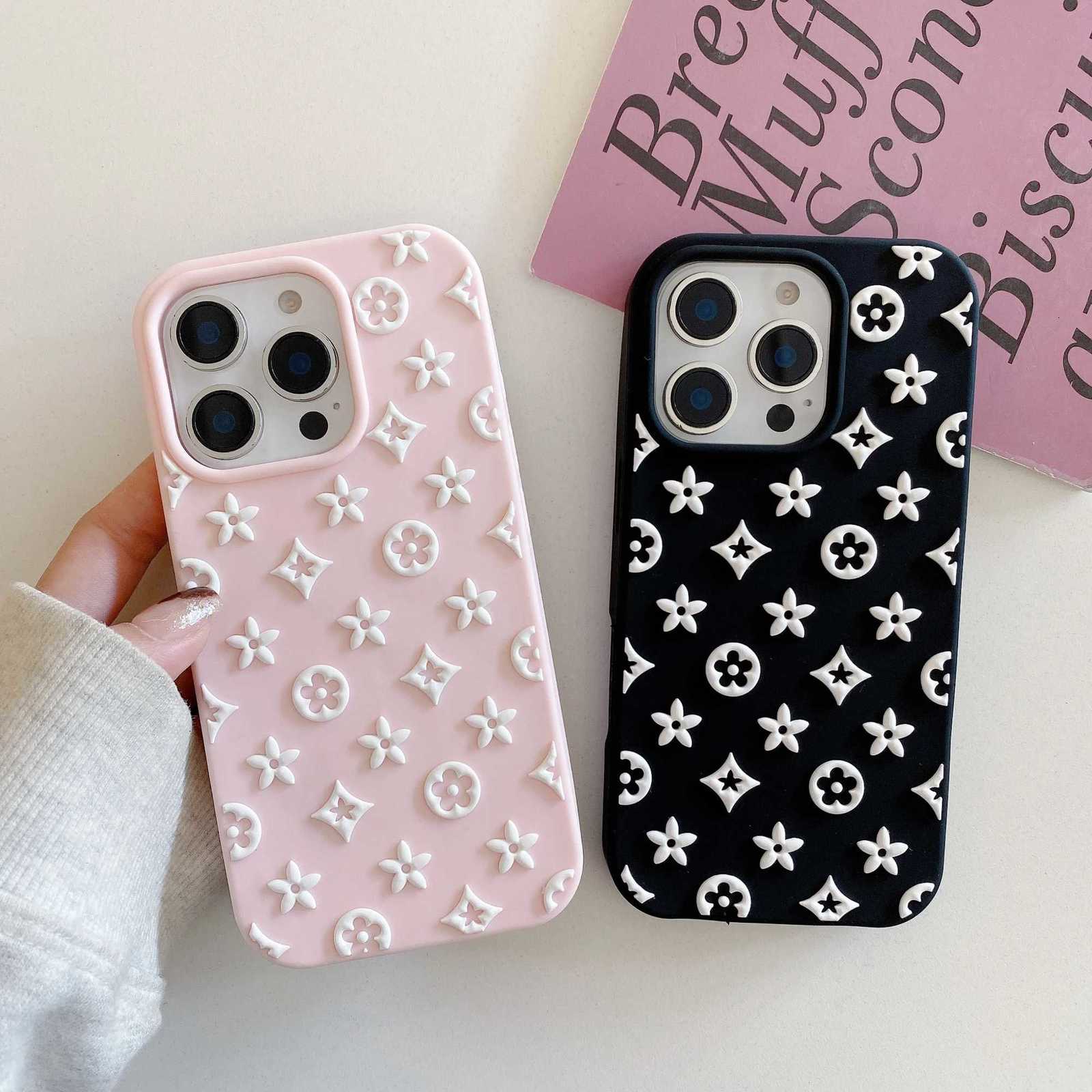 Embossed Monogram Silicone Phone Case | Slim Soft Shockproof Protective CoverT260225