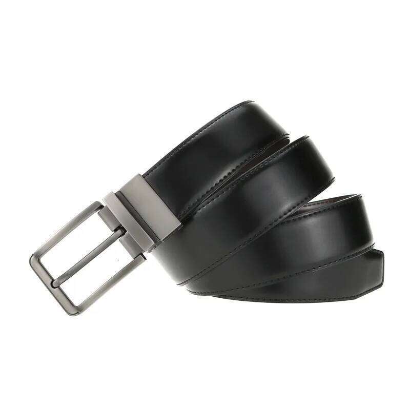 Genuine Leather Double sided belt Men Laser engraving Luxury Strap Male Belt New Fashion Retro pin buckle High Quality Y260225