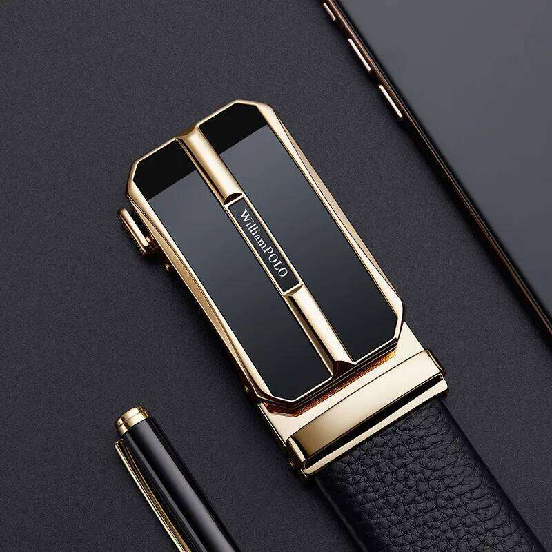 Men's leather with automatic buckle, fashionable belt, high-end business belt Y260225