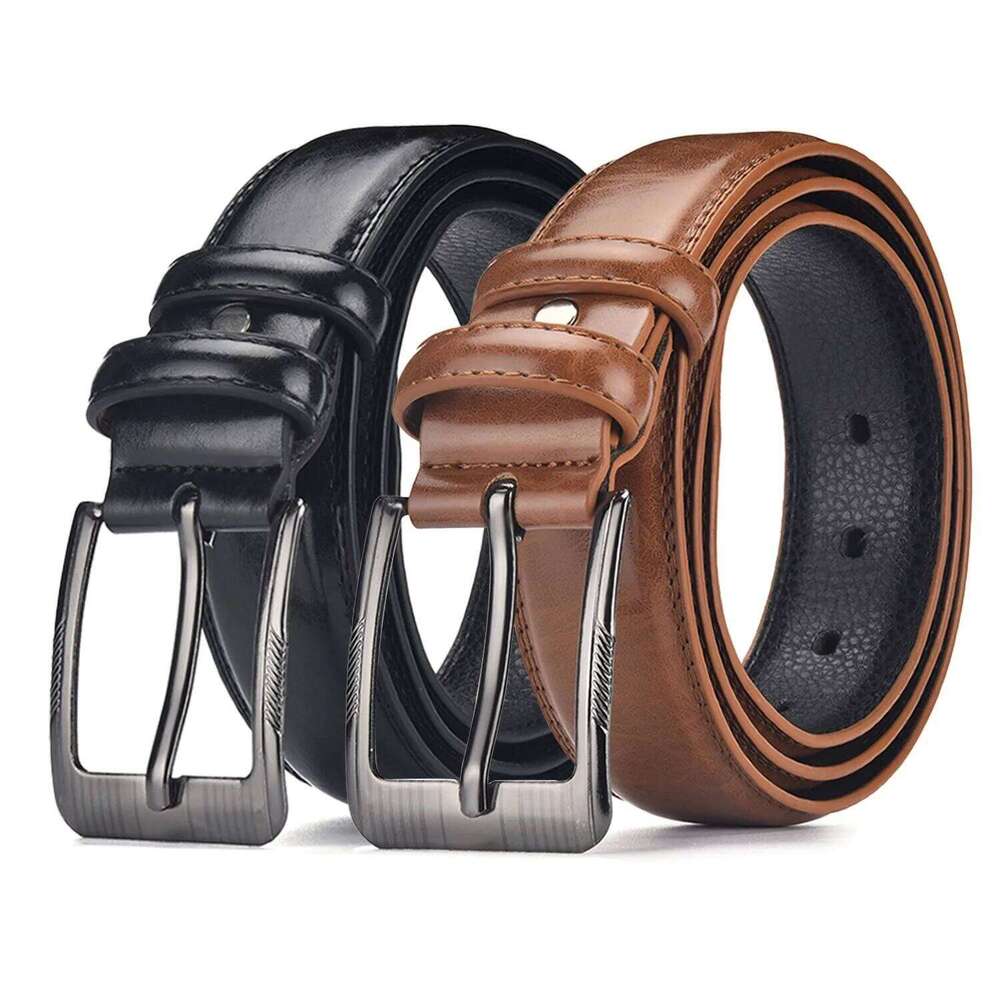 2-Pack Men's Business Pin Buckle Belts | Daily Commute Style & Festival Gift Set, Genuine Leather Y260225