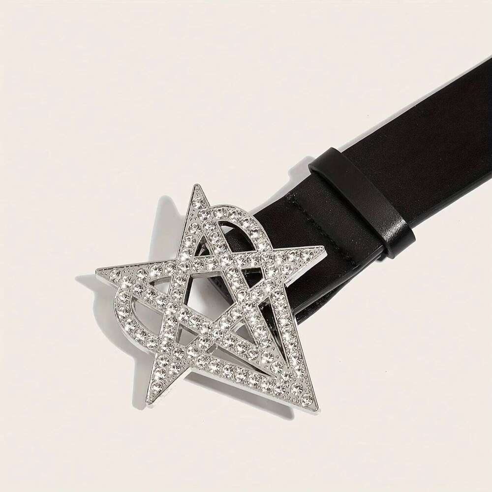 Men's y2k punk five-pointed star buckle casual black denim style versatile decorative belt suitable for daily travel men' Y260225