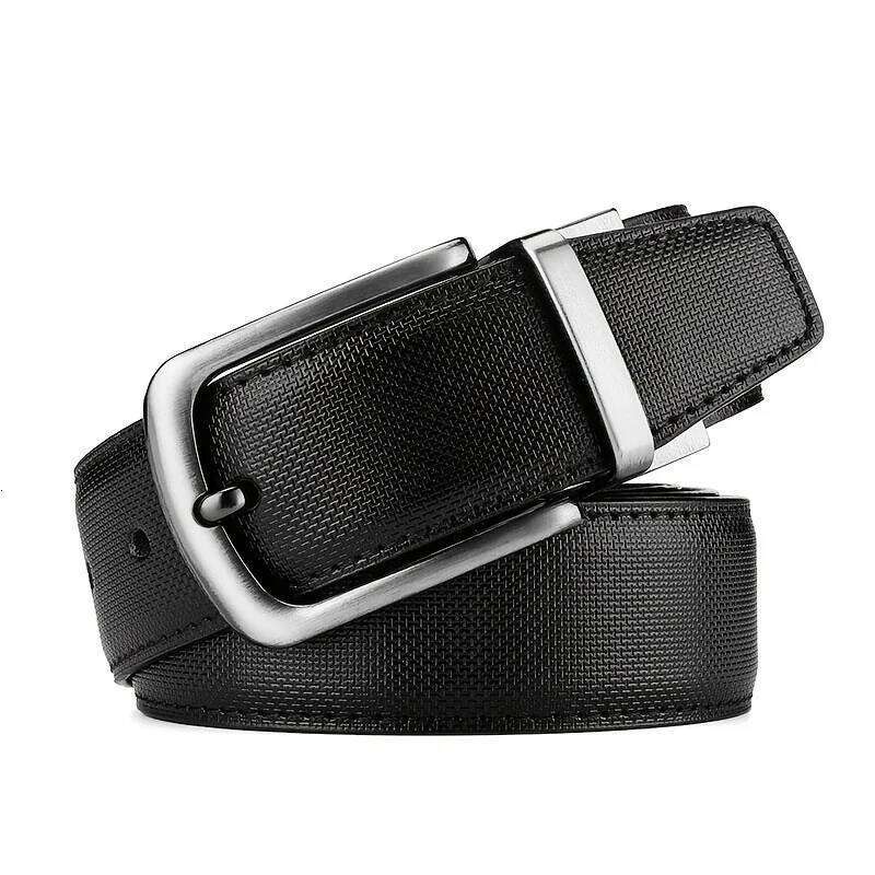 Casual Business Alloy Buckle Double-Sided Wearable Men'S High-End Trendy Belt, Gift For Boyfriend And Dad Y260225