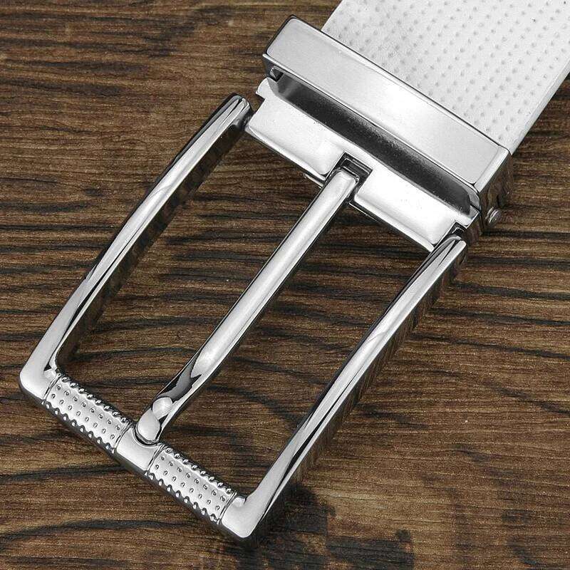 Casual pin buckle designer belts men genuine leather 3.3cm wide luxury famous brand student jeans cintos masculinos white B78 Y260225