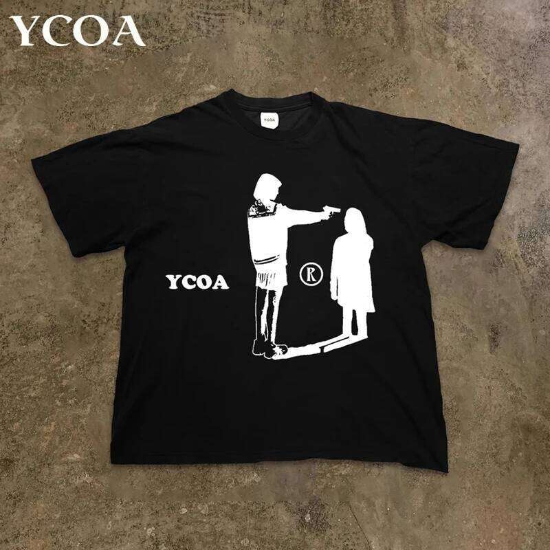 Men T-Shirt Cotton Oversized Graphic Y2k Streetwear Short Sleeve Harajuku Tops Korean Fashion Gothic Grunge Aesthetic Clothing H260225