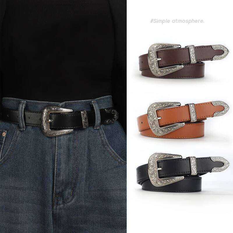 A men's and women's all-purpose european-style retro casual buckle belt Y260225