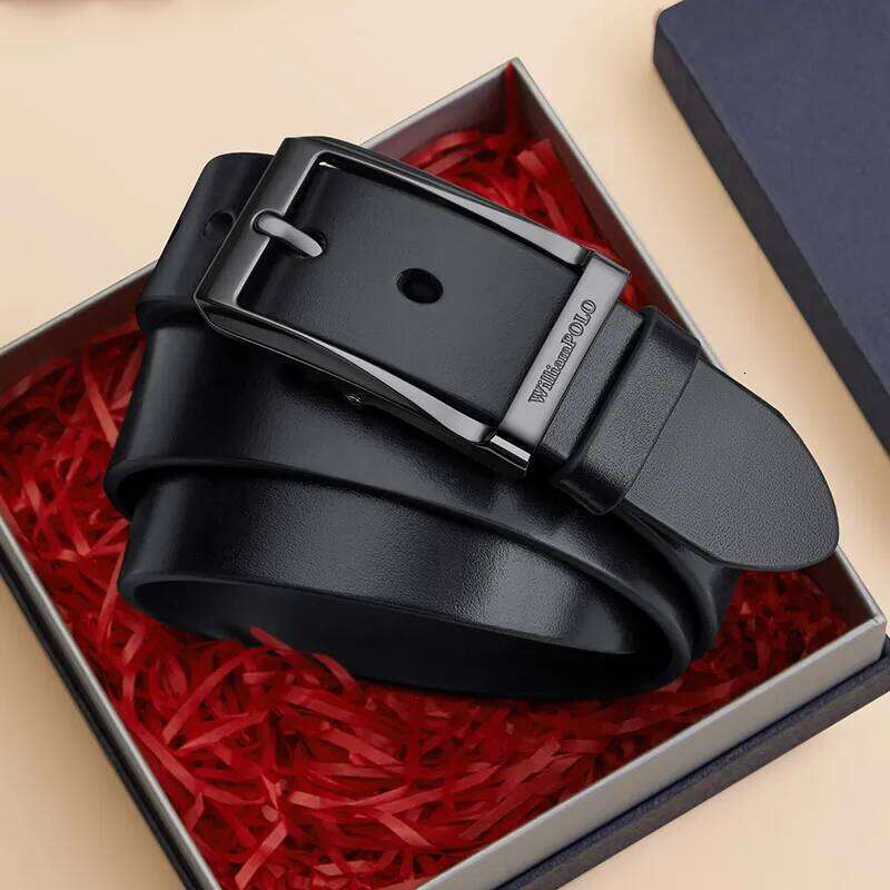 Genuine leather men's retro needle buckle fashion belt, versatile casual pants belt Y260225