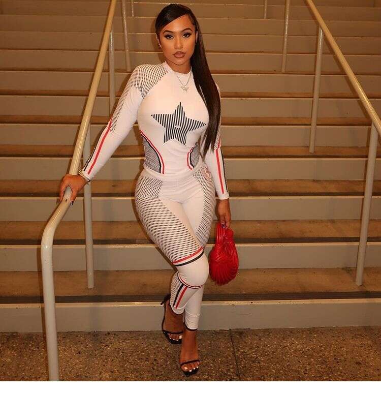 2026 Fashionable Sporty Style Unique Striped Star Print Long Sleeve Top Women's Slim Fit Pants Set Winter