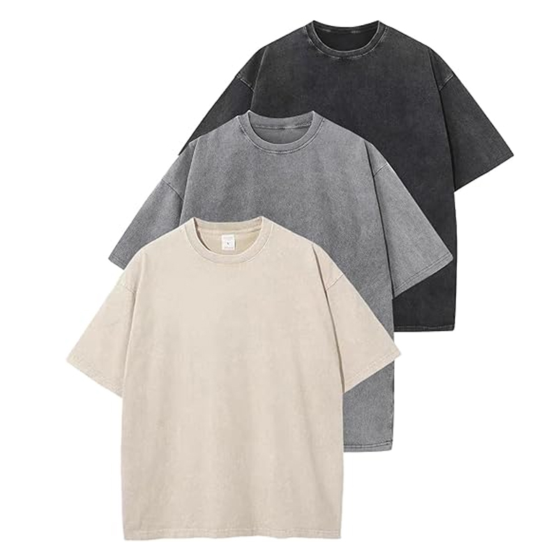 3-piece men's oversized T-shirt retro T-shirt loose short sleeved casual streetwear loose washed unisex top