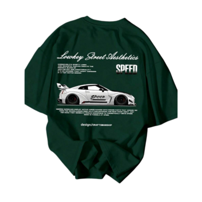 Summer Men's Racing-themed Street T-shirt Featuring Sports Elements Stylish Youthful Activities Round Neck Soft Cotton