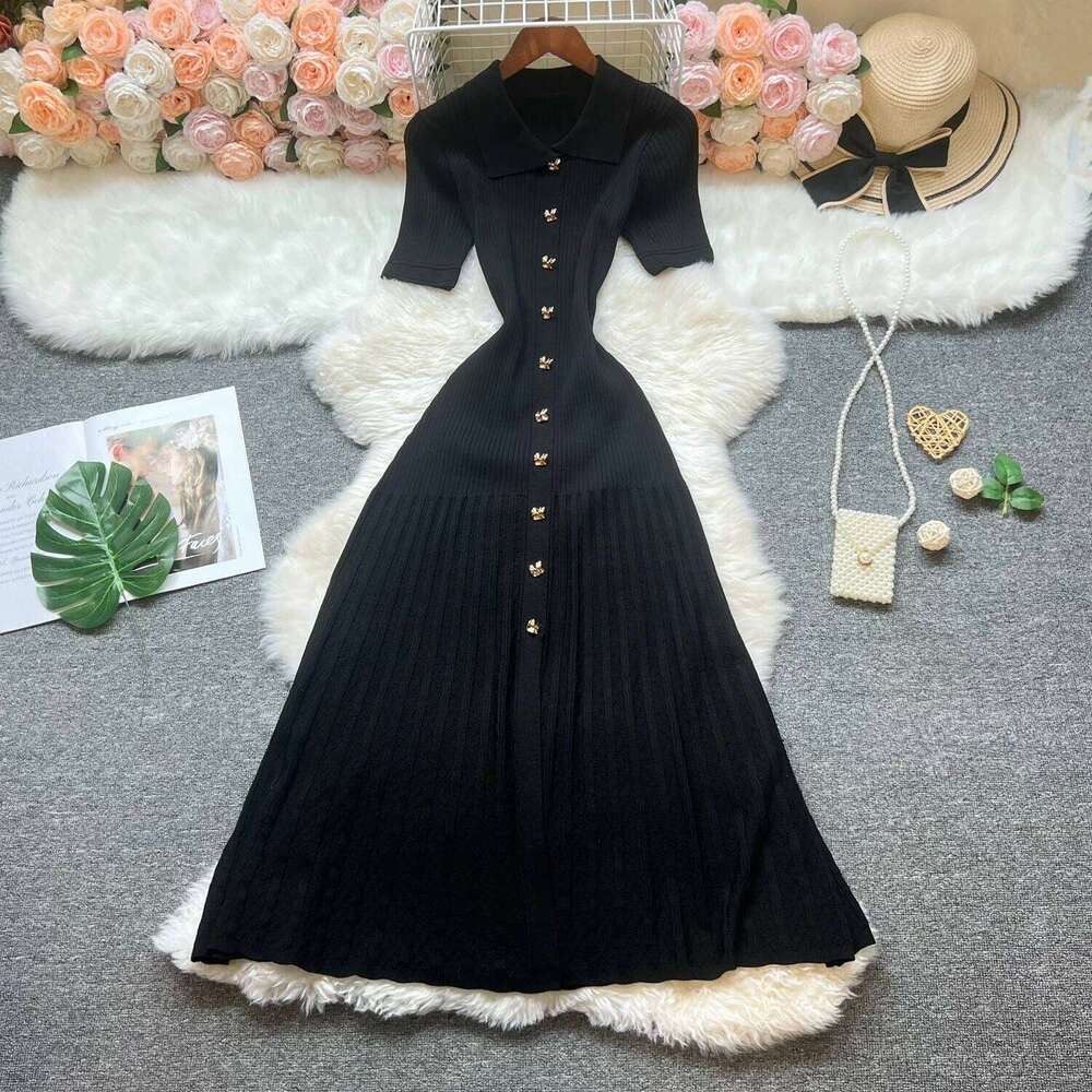 YuooMuoo Women 2025 New Brand Fashion Elegant Patchwork Big Swing Knitted Long Lady Luxury Shirt Sweater Dress Robe XJ260225