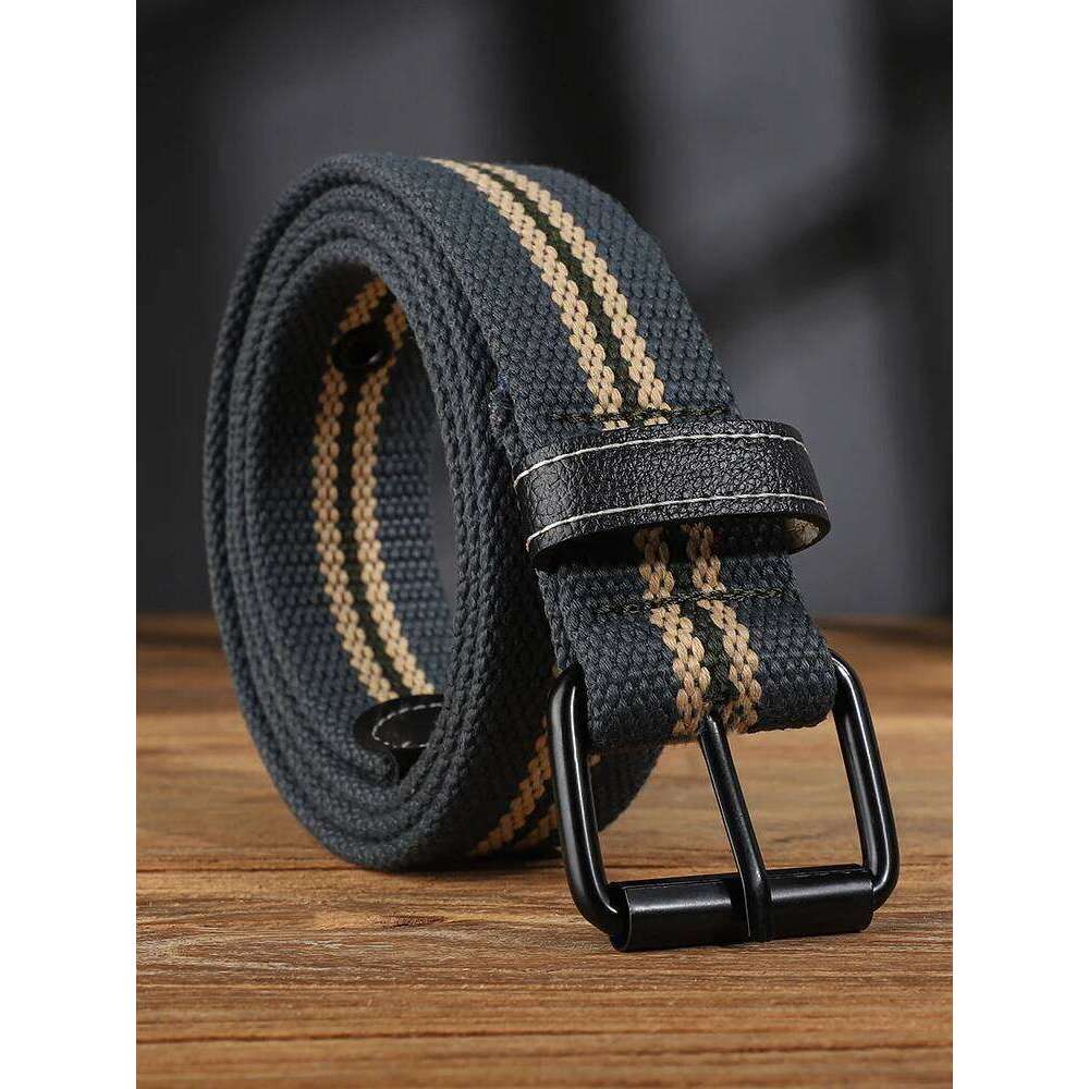 Men's full hole canvas waist needle buckle student youth versatile jeans belt, military training Korean version, ext Y260225