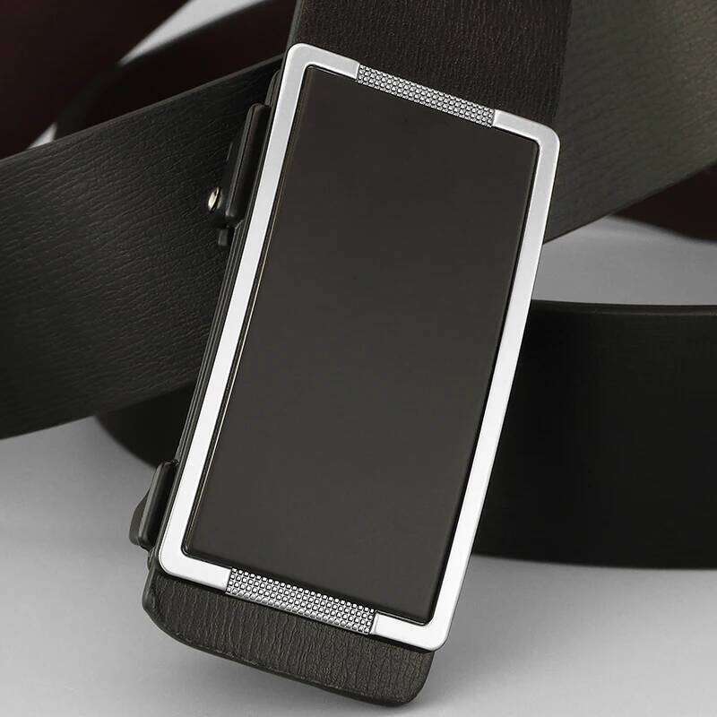 High quality Toothless cowhide genuine leather belts fashion square Automatic Buckle Waistband young men ceinture homme Z252 Y260225
