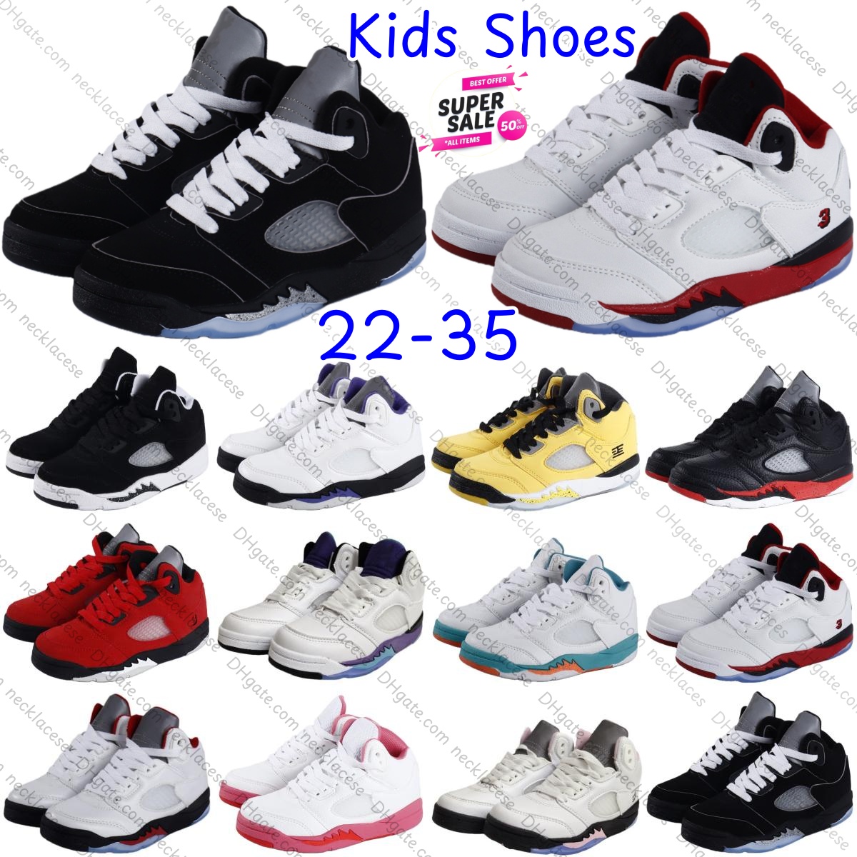 Kids Shoes Basketball Designer Toddlers Boys Sport Sneakers Children Girls Youth Outdoor Trainers Fire Red Black Metallic Reimagined Soft Pink Grape Red White 22-35