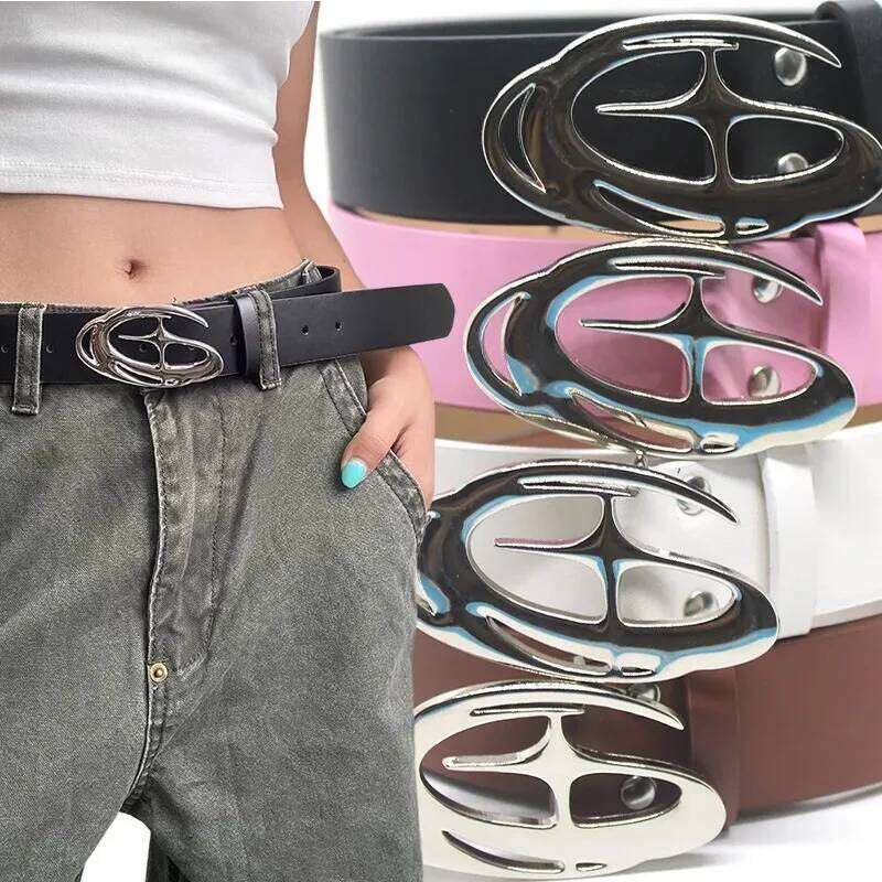 Unisex Buckle Vintage Gothic Y2K Belt Men Women Street Punk PU Leather Designer Waistband for Jeans Pants Decor Y260225