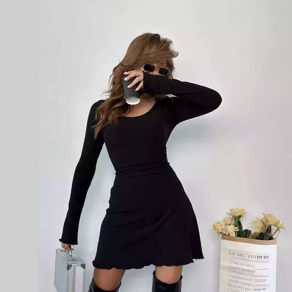 Sexy Slim Mini For Women Lace Up Knitting Dress Long Sleeve Hip-covering Autumn Winter Fashion Gown Dresses Lady Vestidos XJ260225