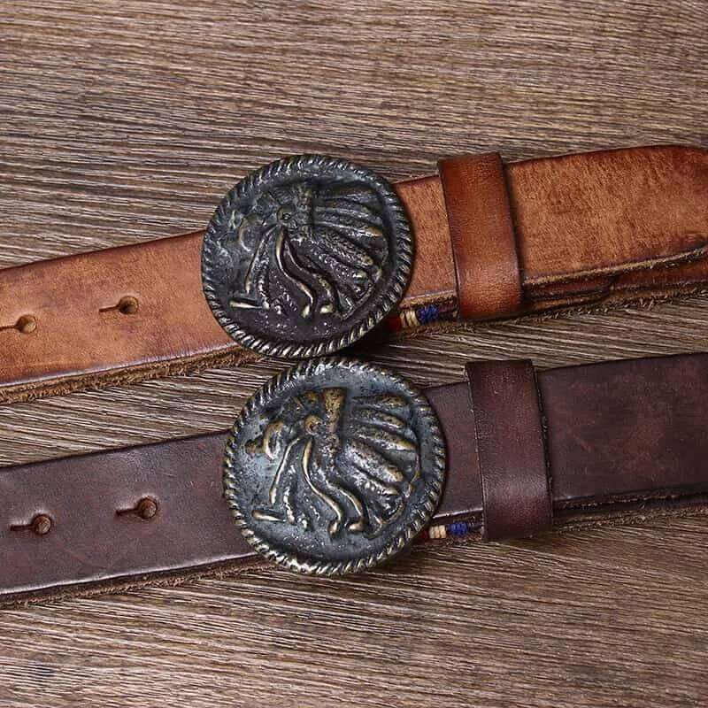 3.3 CM Pure Cowhide Matte Designer Genuine Leather Belt for Men's Jeans Vintage Brass Smooth Buckle Belts Cowboy Waistband Male Y260225