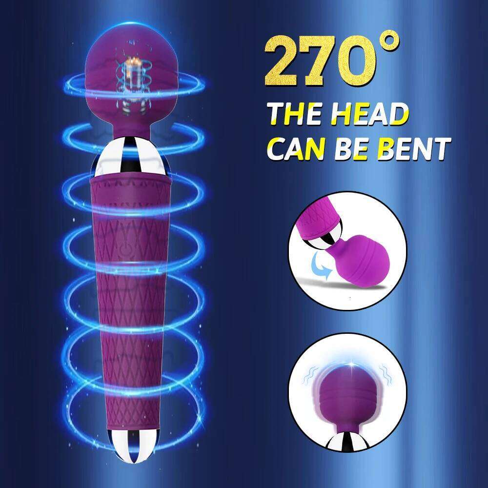 Powerful Oral Clit Vibrators USB Charge Av Magic Wand Vibrator Anal Massager Adult Toys For Women Safe Silicone Sex Product 26H0225