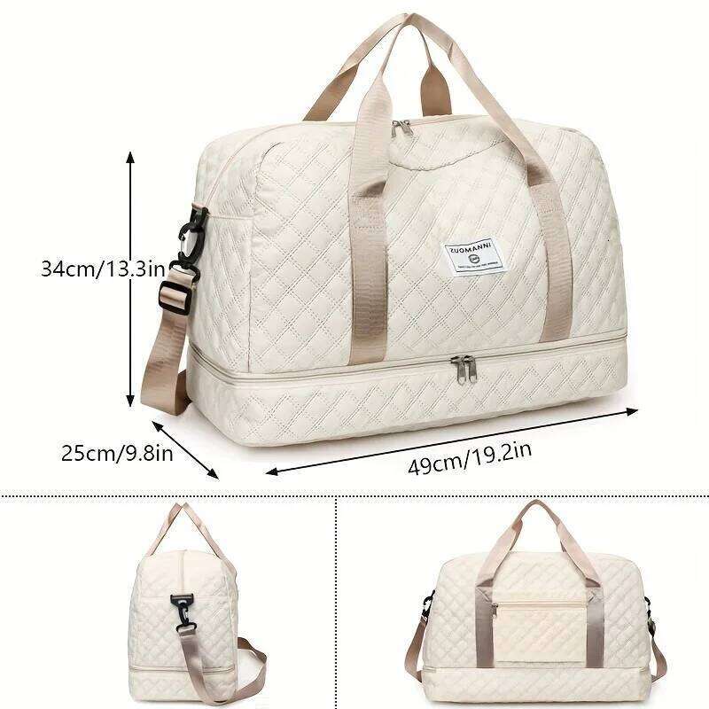 Large capacity multifunctional travel spacious Diamond pattern sports and fitness bag, portable weekender overnight bag Y260225