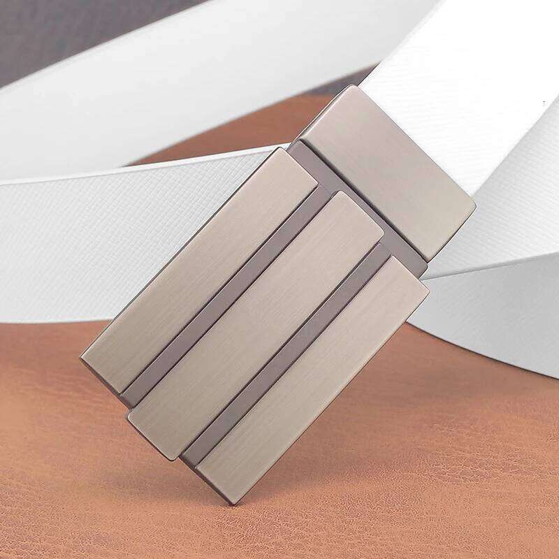 High Quality White Slider Genuine Leather Men's Designer Brand 2.9cm Wide Casual Belt Ceinture Homme Black Luxury Y260225