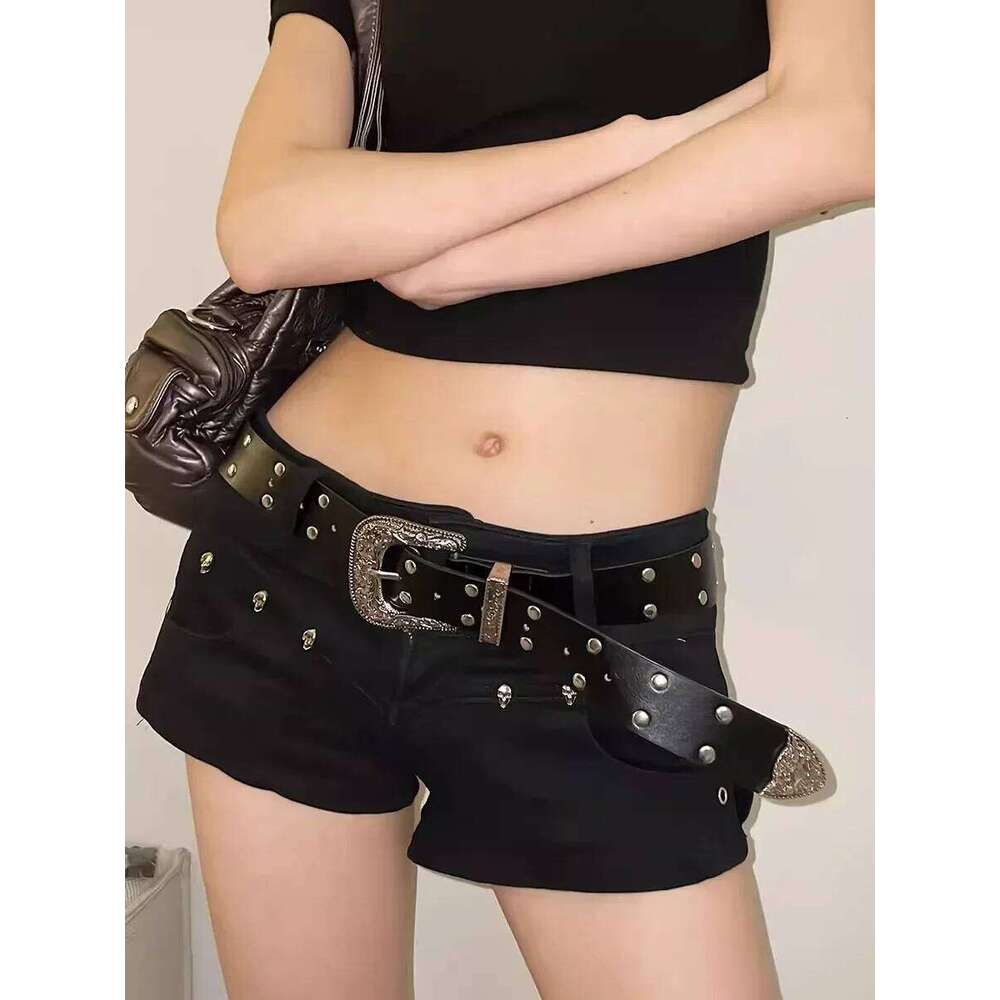 1PC New Black Retro Rivet Women's Fashion Personality High-End with Jeans Trend Style Women Belt Y260225