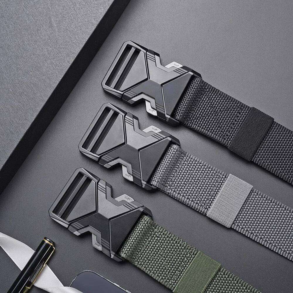 The New 125cm Buckle Nylon Braided Lightweight Breathable Daily Commuter Men's Multi-functional Tactical Belt Y260225