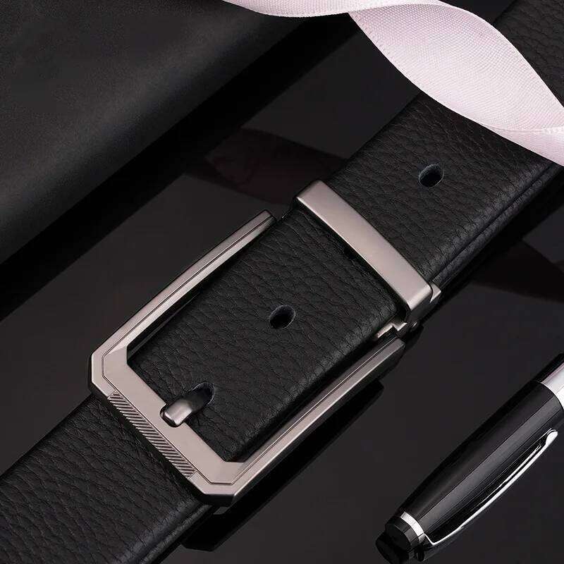 Genuine Belt with Hard Metal Soft Cowhide Leather Luxury Men's Belt, Trendy Retro, Pin Buckle, High Quality Y260225