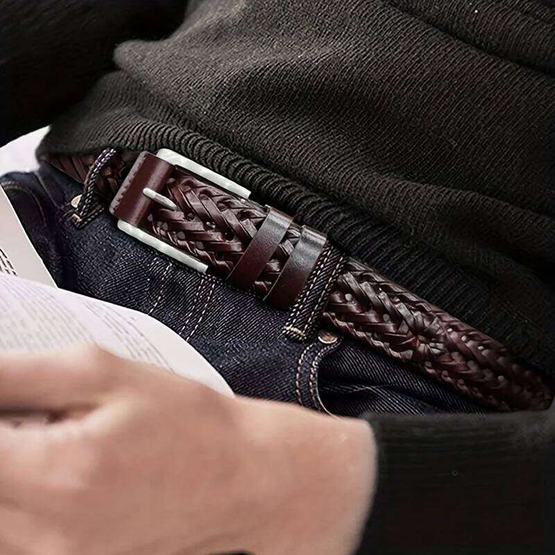 Men's Sports Hollow Woven Leather Pants Jeans Belt, Ideal Choice For Gifts Y260225