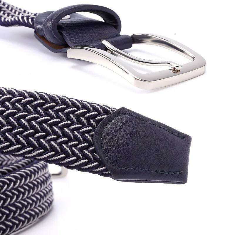 Men Blue Black Elastic Stretch Watch Canvas Braided Leather wide Hot Metal For Large 100-160CM Size Mixed Woven Belt Y260225
