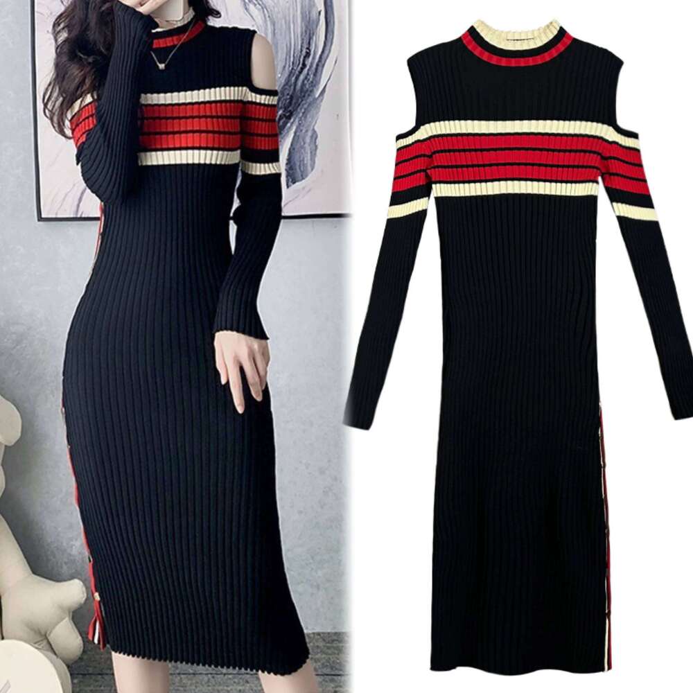 YuooMuoo Women 2025 New Arrival Slim Elastic Split Knitted Long Chic Fashion Package Hips Office Lady Bodycon Dress XJ260225