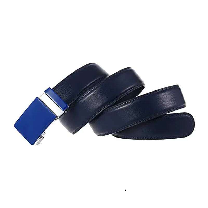 Red Men's Belt, Automatic Buckle Belts Khaki Blue White Cinturon Male Waistband, Size 100cm-125cm Available, 2025New Y260225