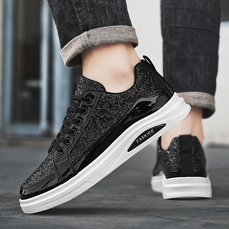 Spring and Autumn Personalized Sequin Mens Shoes Fashionable British Style Casual Trendy Versatile LowTop Sports Sneakers 260208