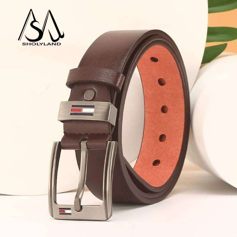 Fashion Korean men's fashion faux leather young pin buckle belt luxury designer Black Brown chain men Y260225