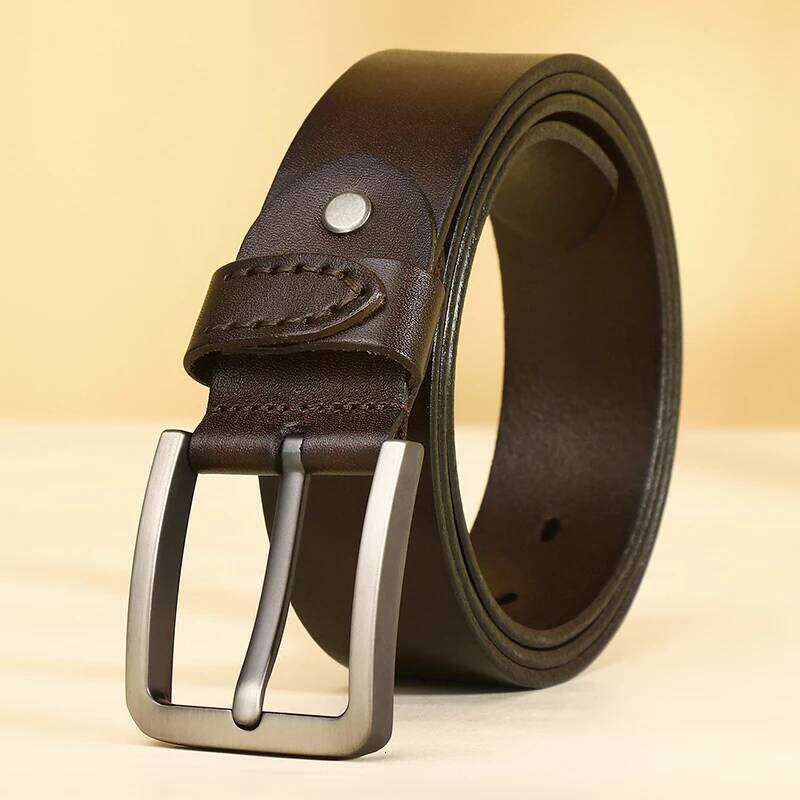 3.8CM Cowhide Buckle Top All-match Casual Jeans Belts High Quality Male Genuine Leather Belt For Men Y260225