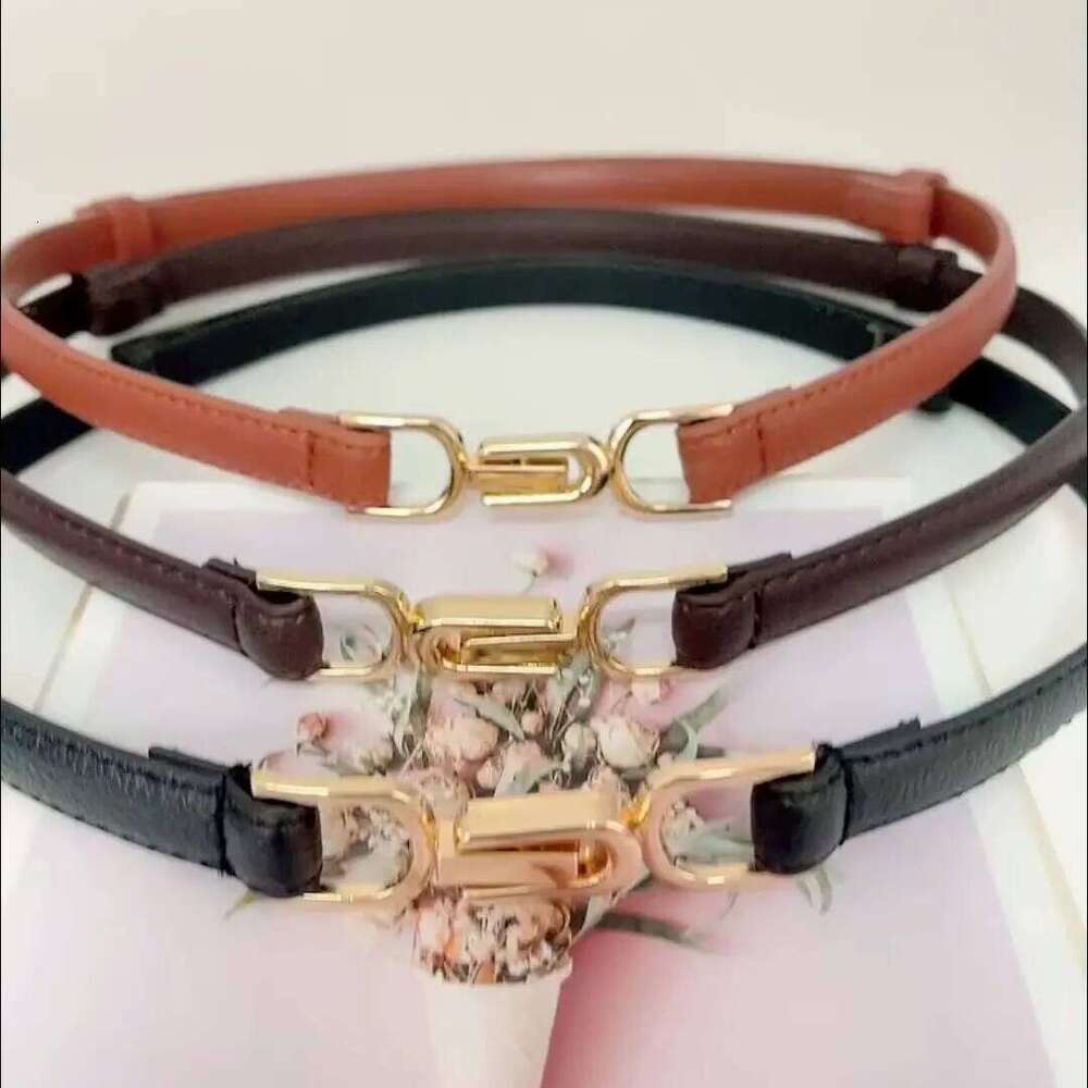 1pc New Women's Skinny for Adjustable Thin Waist Dress Belt with Vintage Golden Buckle Faux Leather Y260225