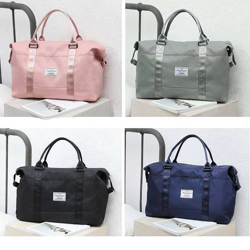 Travel Two Soft Handle Handbag Large Capacity Foldable Can Fitted Onto Pull Rod Waterproof Tourism Square Horizontal Bag Y260225