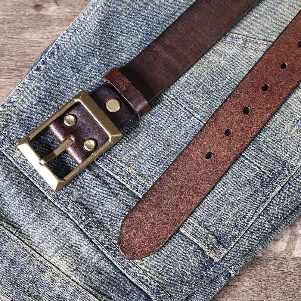 Vintage Thickened Genuine Leather Men's Belt, Casual Pin Buckle Belt With Gift Box, Top-layer Cowhide Pure Italian Leather, High Y260225
