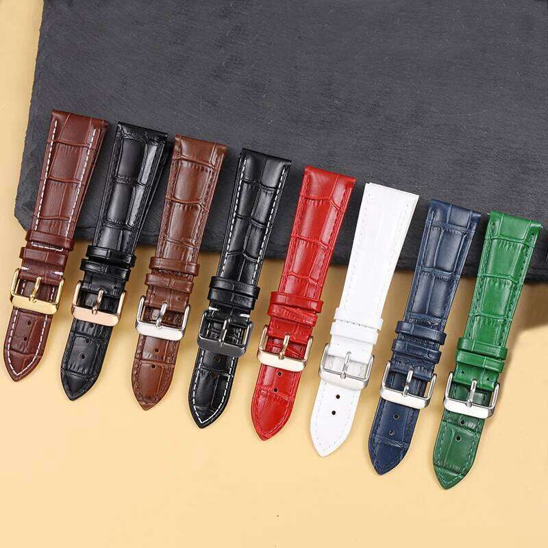 Calfskin Leather Strap 18mm 20mm 22mm 24mm Watchband For Women Men Watch Accessories Solid Buckle Black Brown Y260225