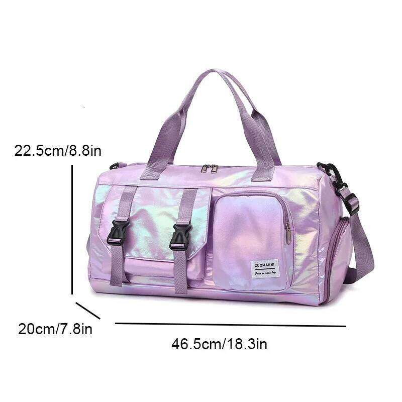 Holographic Glamour Duffel Bag Spacious,Stylish Shoulder Tote with Shoe Compartment for Effortless Weekend Escapes - Y260225